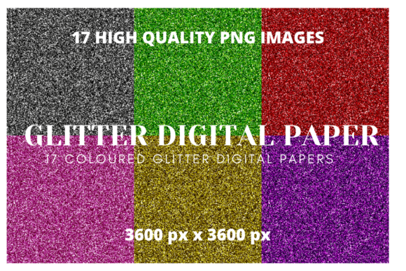 17 Coloured Glitter Digital Papers Set