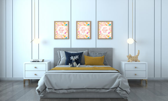 A Modern Minimalist Kids Bedroom Mockup