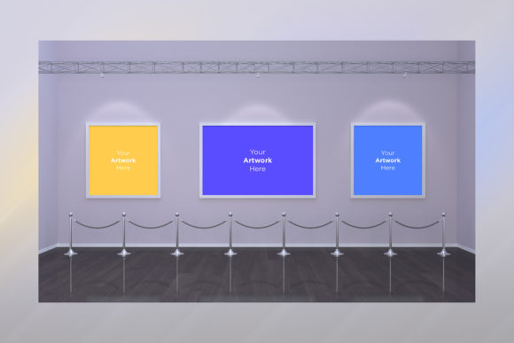 Art Gallery Three Frames Mockup