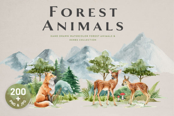 Discover the Magic of Forest Animals and Herbs Watercolor Set