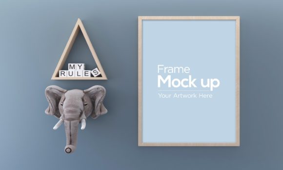 Elephant Face Kids Photo Frame Mockup