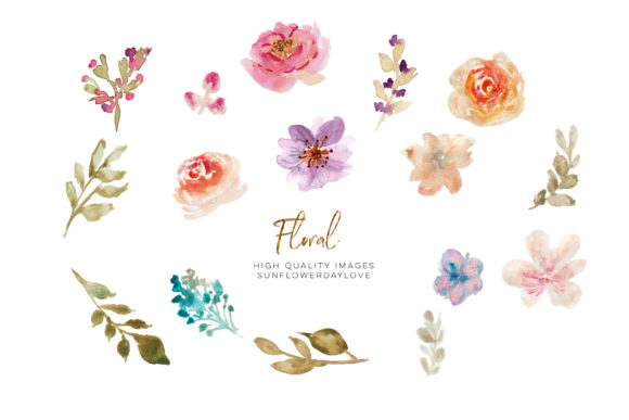 Hand Painted Watercolour Floral Clipart