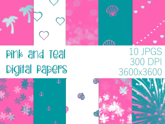Pink and Teal Digital Papers: A Versatile Summer Design Pack