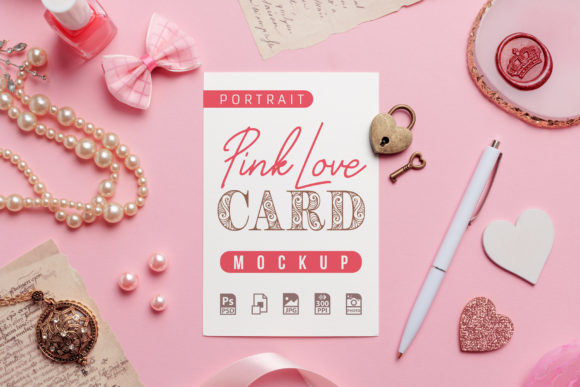 Pink Love - Portrait Card Mockup