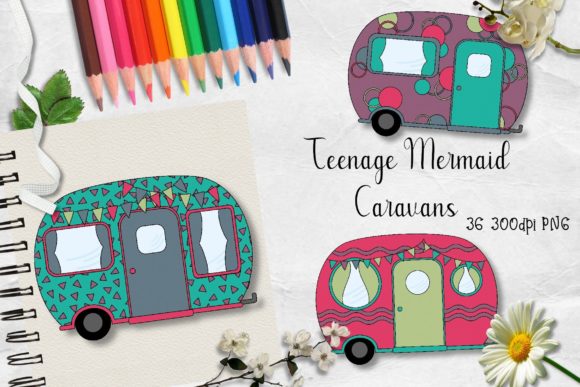 Teenage Mermaid Caravans CU Clipart: Creative Solutions for Artists and Crafters